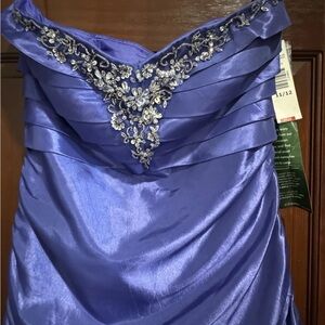 Jump Strapless Satin Dress with Floral Detail